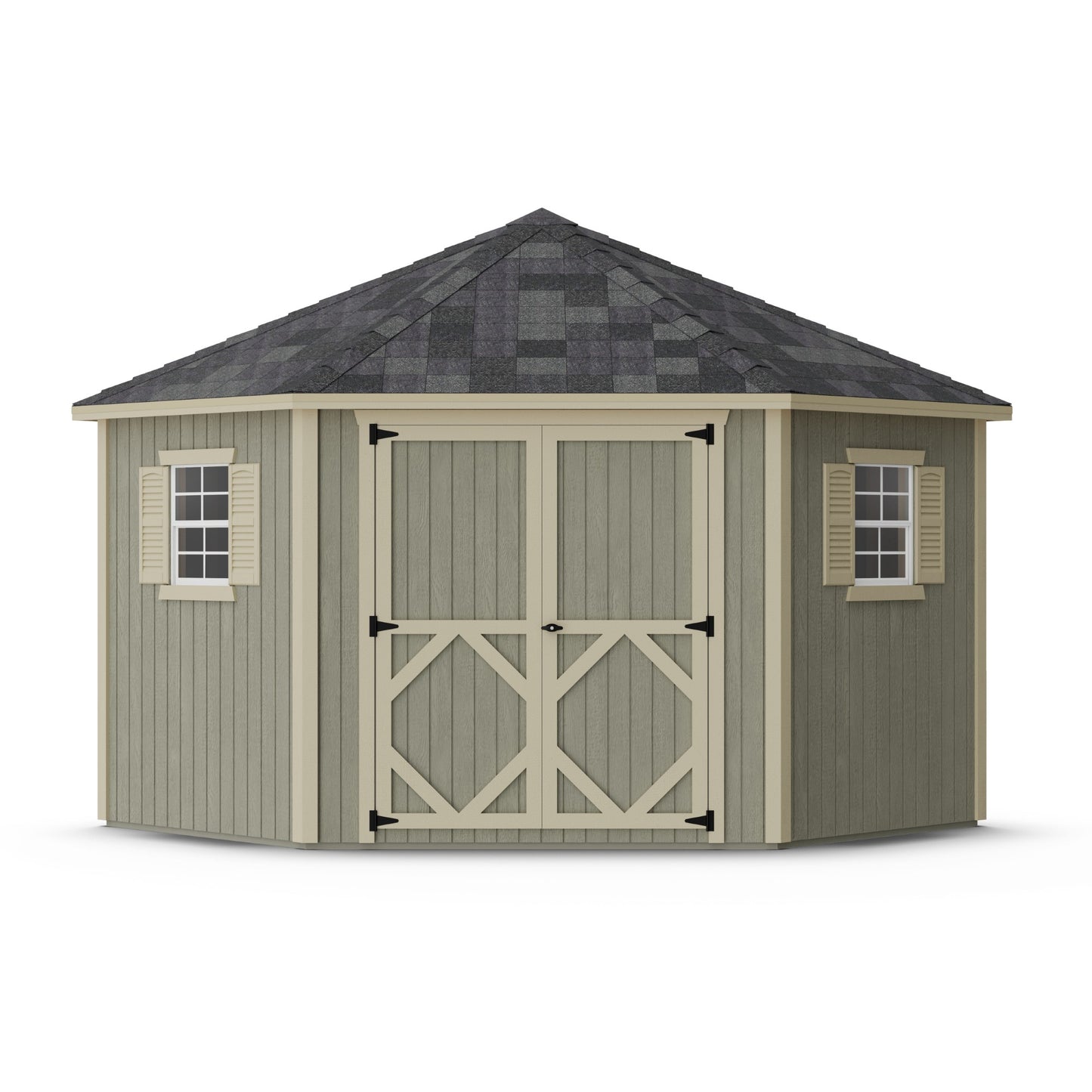 10x10 classic five corner shed on white background