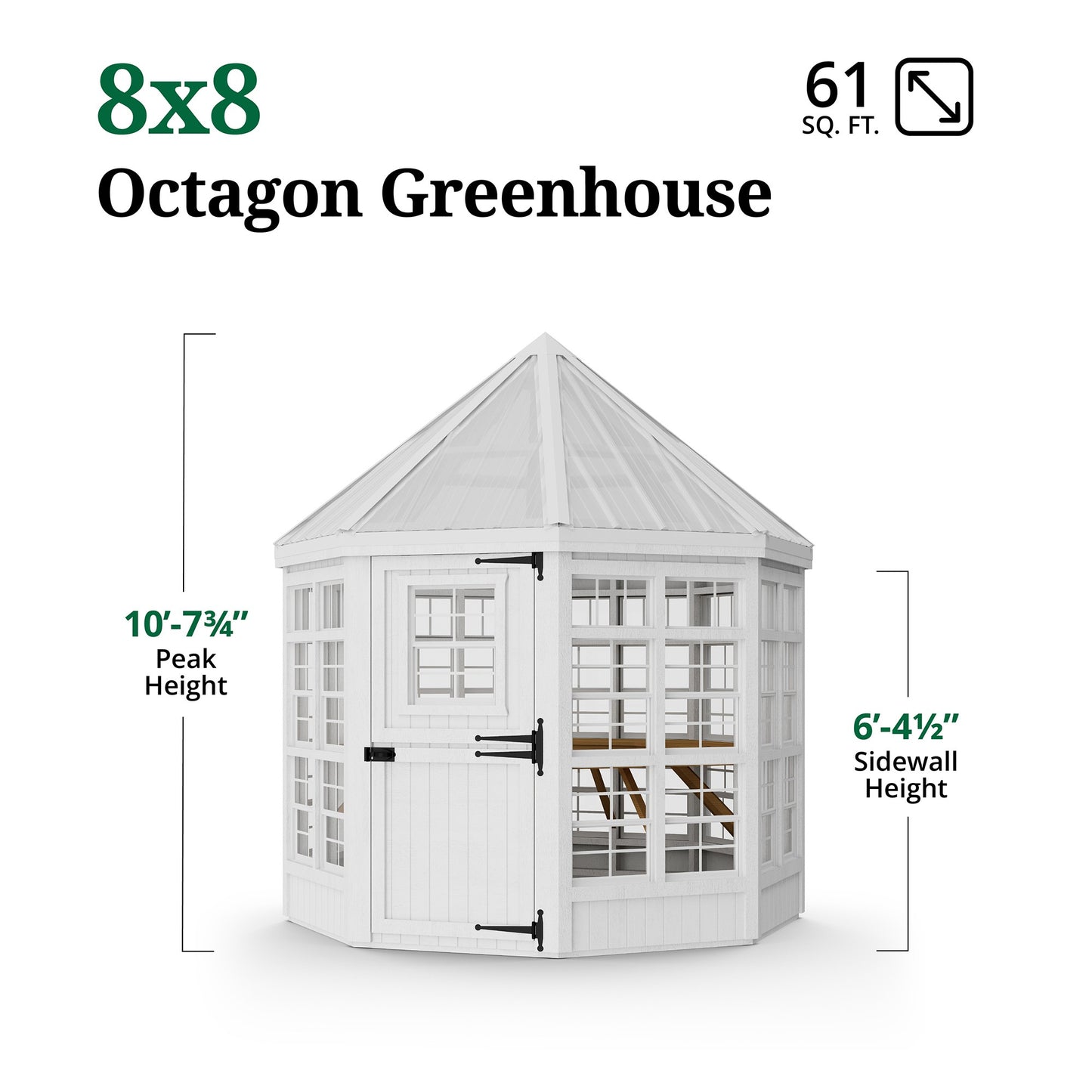 8x8 octagon greenhouse dimensions