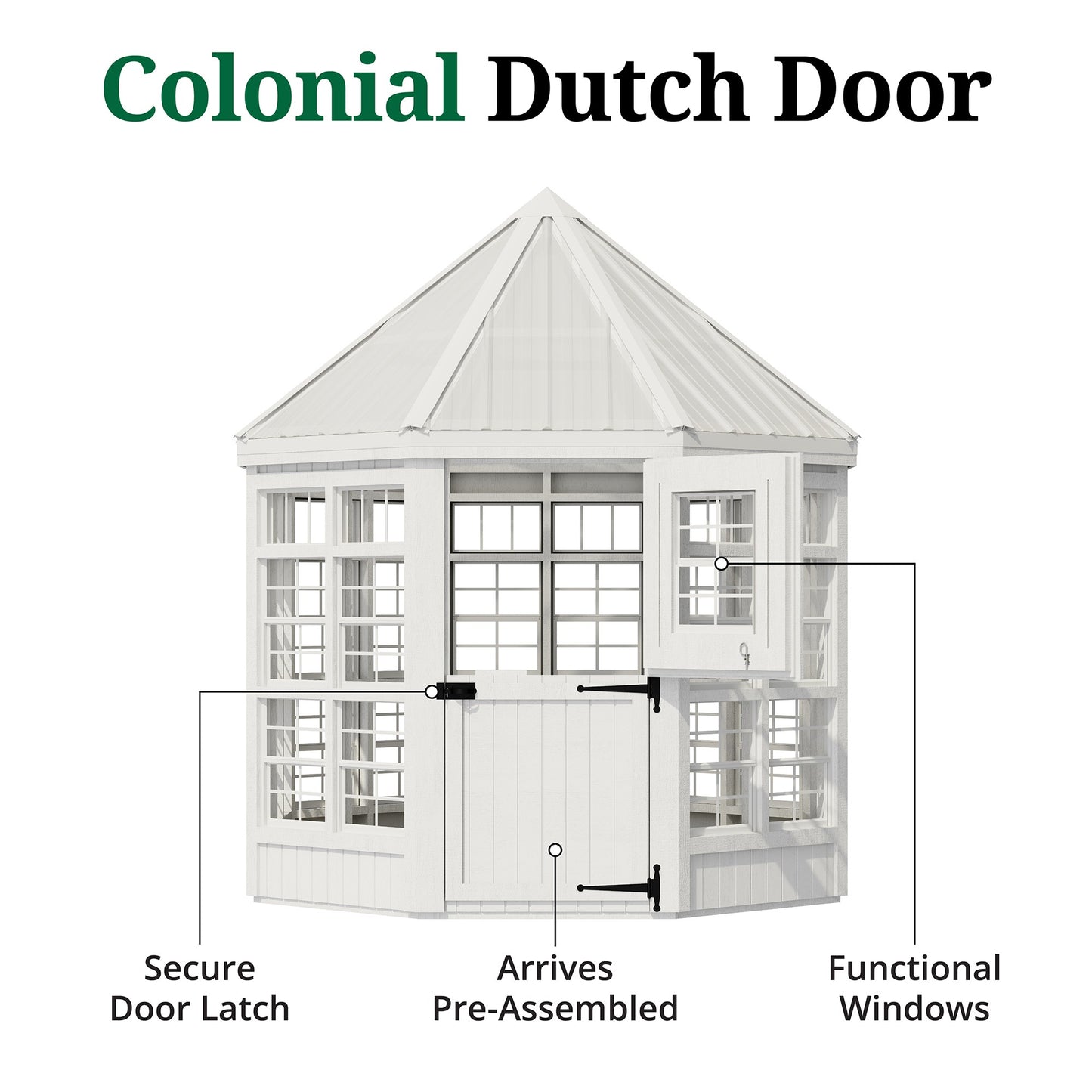 8x8 octagon greenhouse dutch door