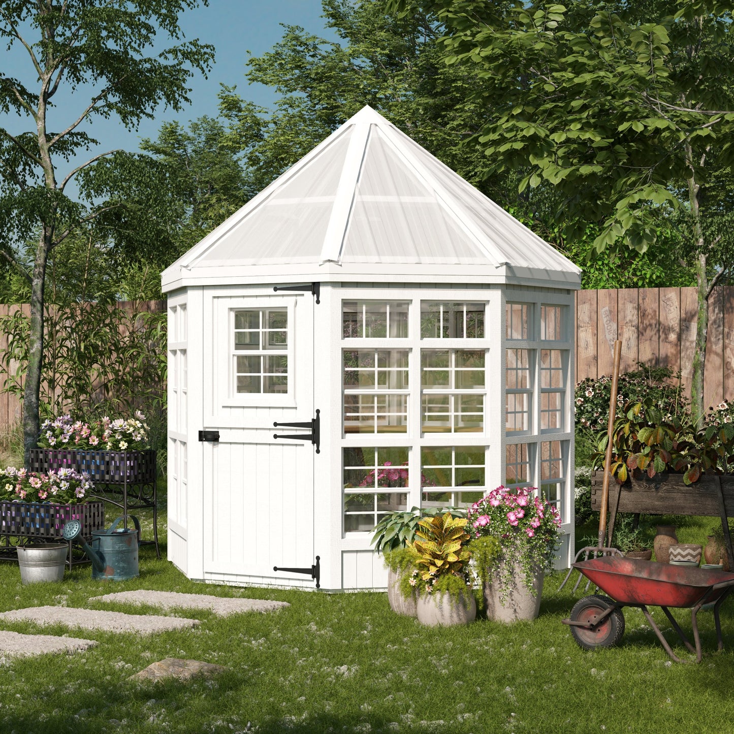 8x8 octagon greenhouse lifestyle