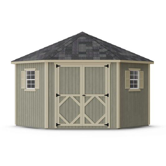 10x10 classic five corner shed on white background