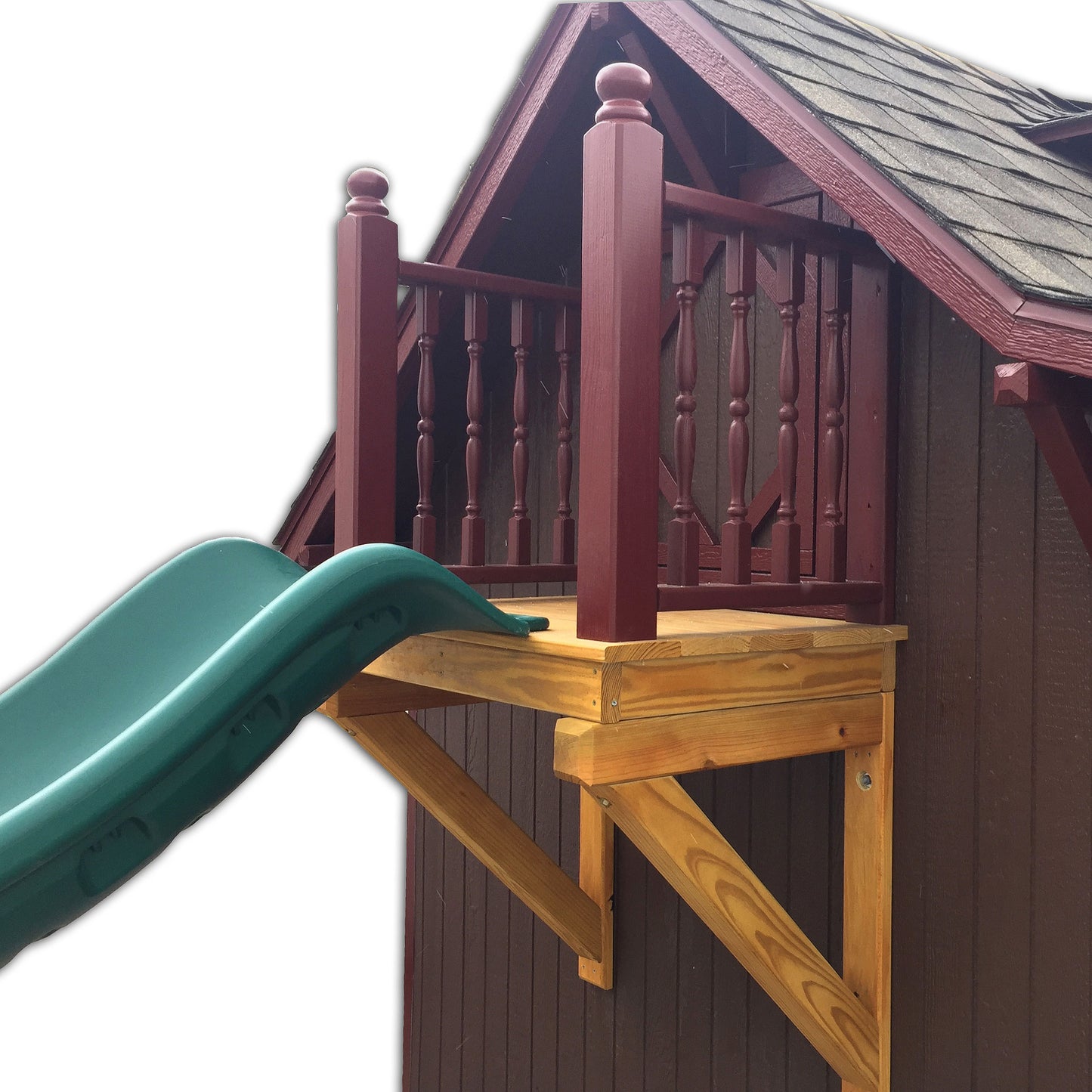 11x8 Craftsman Playhouse exterior slide and deck