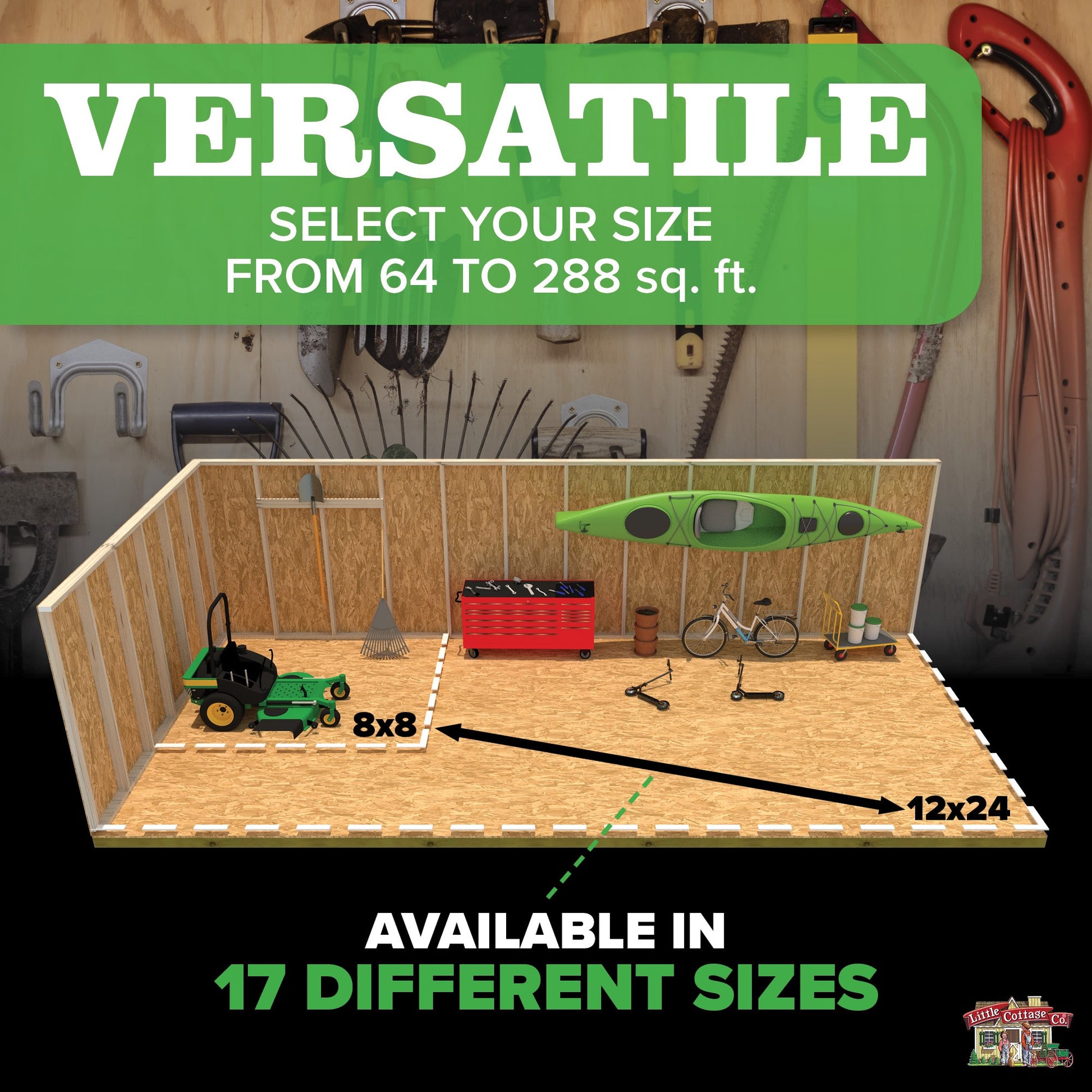 versatile available from 64 sq ft to 288 sq ft