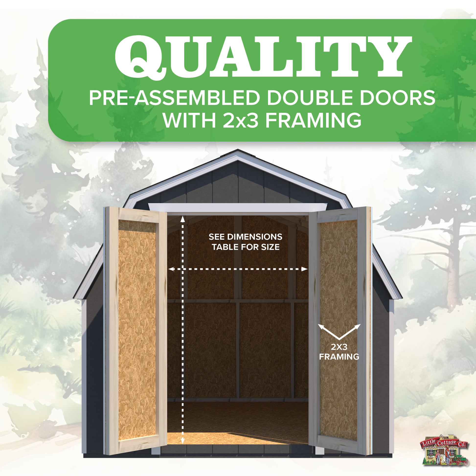 value gambrel barn preassembled double doors with 2x3 framing