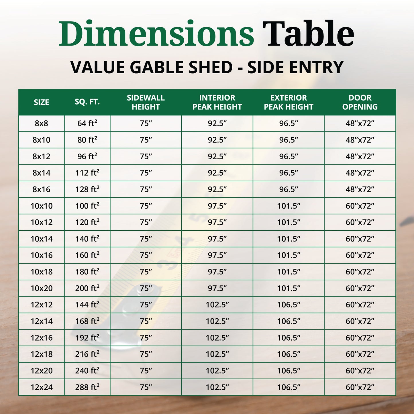 Value Gable Shed with Side Entry
